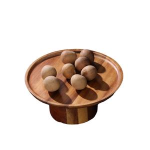 Plateau à gâteau élégant en bois avec piédestal, écologique et durable, pour mariages, fêtes, présentation de desserts à la maison - Product Image 3