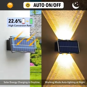 Lampe murale solaire extérieure, éclairage paysager, éclairage mural lumineux vers le haut et vers le bas, étanche IP65, lampes de <span class=keywords><strong>jardin</strong></span> pour <span class=keywords><strong>jardin</strong></span> et cour - Product Image 3