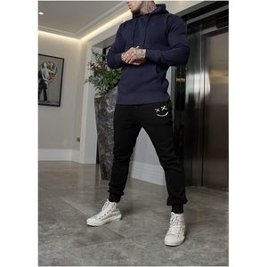 Pantalon de survêtement homme coupe fuselée avec taille élastique et cordon de serrage, poches, respirant, pour entraînement sportif, style décontracté automne - Product Image 3