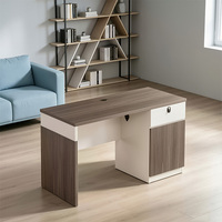 Bureau de direction en forme de L avec armoire de rangement latérale mobile, table de travail de bureau pour le personnel, espace de travail de bureau