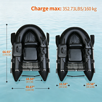 Bouée de pêche gonflable avec sangles de sac à dos réglables, poches, règle à poisson