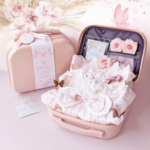 Caja de Regalo para Bebé, Bonito Conjunto de Ropa de Algodón 100% Rosa, Conjunto de Ropa de Varias Piezas para Recién Nacida, Vestido de Mariposa para Niña Pequeña, Mono - Product Image 1