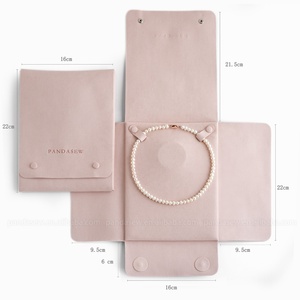Plateau de présentation de bijoux en microfibre rose de luxe avec logo personnalisé PandaSew, organiseur de bijoux - Product Image 5