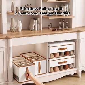 Panier de rangement multifonctionnel pliable et empilable pour armoire, organiseur de tiroir gain de place pour penderie - Product Image 6