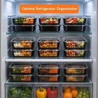 Contenants rectangulaires en PP pour micro-ondes avec couvercles transparents, réutilisables, pour la préparation des repas, boîtes à lunch, vente en gros