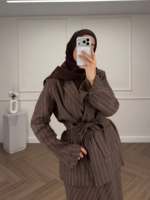 Ensemble Abaya Mexizo personnalisé, ensemble 2 pièces, Abaya pour l'Aïd, tenue modeste avec blazer ceinturé et jupe longue pour les occasions printanières, femmes