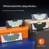 Clavier de jeu mécanique filaire T-WOLF T65 pour PC avec interface USB rétroéclairé 61 touches disposition arabe