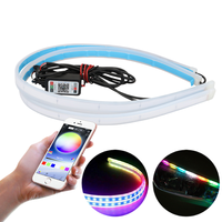 Feux latéraux LED RVB 12V pour voiture, contrôle par application, effet de poursuite, 30cm, 45 60, feux de jour flexibles DRL