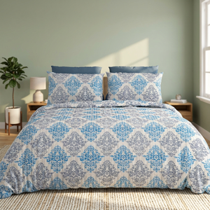 Queen <b>Size</b> Pure Cotton Bedsheet with Boho Quilt Hand Block Motif Print Soft Bed Cover for Home Decor Available <b>King</b> Double <b>Sizes</b> - Product Image 1