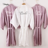 Nuovo splendido malva accappatoio di raso sposa veste le donne ottenere sposato sposa dropshipping gallina di trasporto del partito di nozze abiti da damigella d'onore