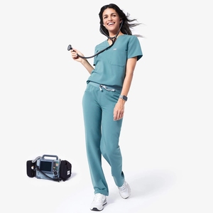 <span class=keywords><strong>Robe</strong></span> d'uniforme blanche en polyester et <span class=keywords><strong>coton</strong></span> pour infirmières de spa et hôpital - Product Image 6