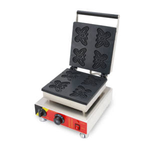 Gaufrier professionnel <span class=keywords><strong>à</strong></span> 4 trous en forme de papillon, machine <span class=keywords><strong>à</strong></span> cuire électrique avec contrôle de la température, acier inoxydable, 220v, neuf - Product Image 1