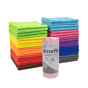 Customized Microfiber Towel Roll Tear Away Towels Kitchen Cloth Disposable Lazy Microfibre Cleaning Cloths Roll