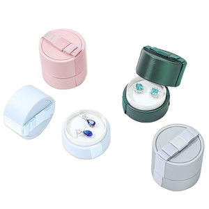 Boîte à bijoux compacte mini portable rétro avec couvercle Ciel et Terre, vente en gros de boîtes à bijoux avec nœud en ruban - Product Image 1