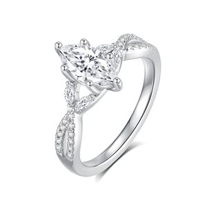 แหวนแต่งงาน SGARIT SM16 ประดับเพชรโมอิสซาไนต์สำหรับผู้หญิง ชุบทองคำขาว 18K เงินสเตอร์ลิง ตัวเรือนแบบหนามเตย ได้รับการรับรองจาก GRA ดีไซน์ทันสมัย - Product Image 6
