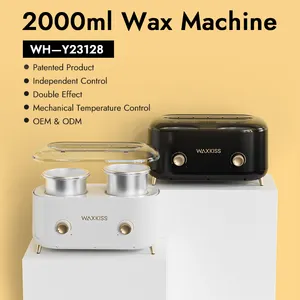 Waxkiss 2000ml Large Capacity Double Pot Hair Removal Wax Heater 200W Quick-Heating Double Pot Wax Warmer Machine For Salon