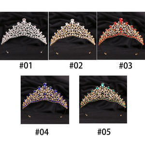 Francés Simple exquisito Rhinestone nupcial Tiaras aleación cristal Queens diamante flor corona lujo belleza desfile Diad corona - Product Image 5