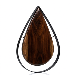 Wooden Tear Drop Art Deco Silent Analog Wall <b>Clock</b> Iron Frame Living Room Decor Handmade High Quality Customised - Product Image 1