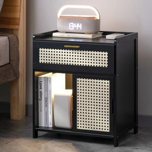 Modern Minimalist Nightstand Wood Top 3 Drawer Storage Bedroom Furniture - Product Image 3