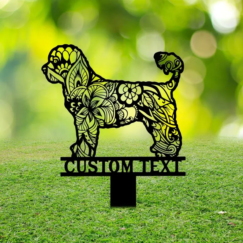 Decoración de jardín personalizada Perro de Agua portugués patio arte decoración exterior mascota conmemorativo jardín decoración impermeable Acrílico