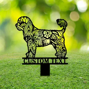 Custom Garden Decor Portuguese Water Dog Courtyard Art Decor Outdoor Pet Memorial Garden Decor Waterproof Acrylic