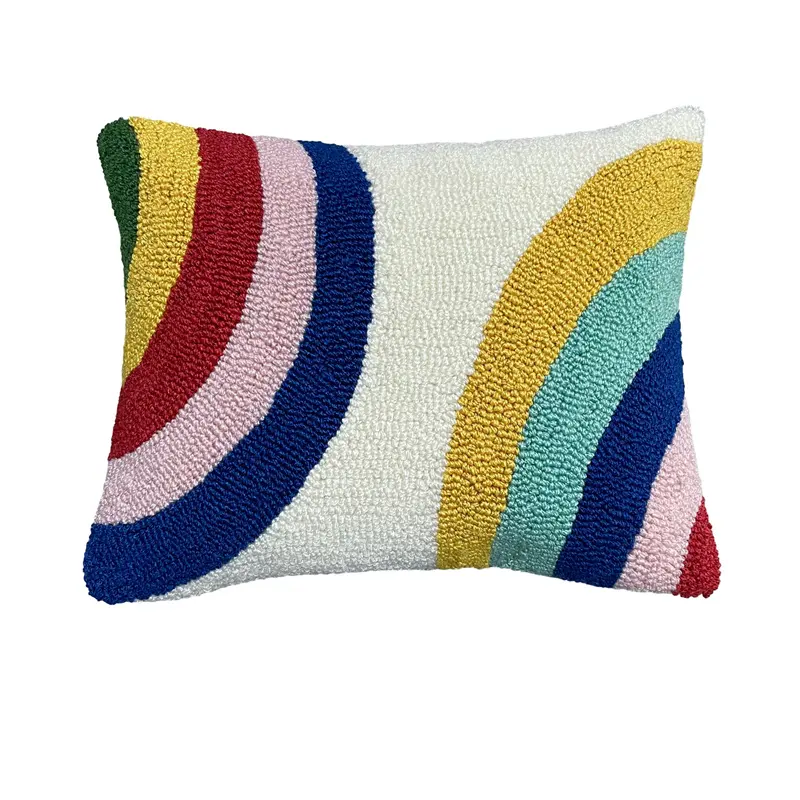 SHH019 superventas bordado moderno Arco Iris gancho cojín ganchillo artesanía decoración del hogar lujo personalizado gancho almohada