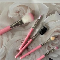 Ensemble de pinceaux de maquillage pour le visage à manche rose 5 pièces poudre lisse douce et forte pour la peau pour l'application de fond de teint ombre à paupières