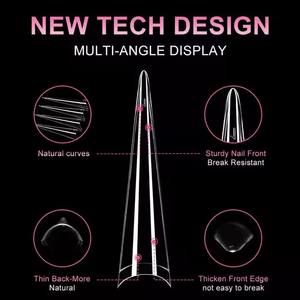 Aillsa Extra Long 504pcs Stiletto Nail Dicas Longo Apontou Extensões De Prego para Dedo Natureza Claro Atacado Meia Cobertura De Unhas Dicas - Product Image 3