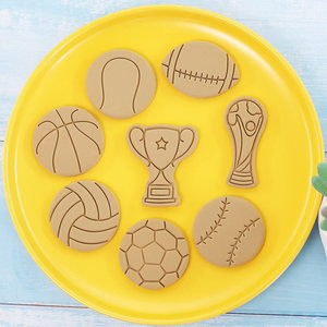 Ensemble de moules à biscuits en plastique pour le sport, <span class=keywords><strong>emporte</strong></span>-pièces en forme de ballons de sport, football, tennis, volley-ball, embosseur de biscuits - Product Image 4