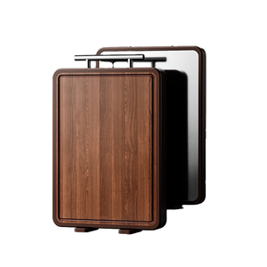 Tabla de cortar de madera maciza antimoho con mango, doble cara, con soporte organizador integrado para cocina - Product Image 1