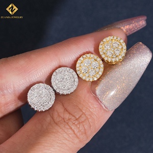 Pendientes de Plata de Ley 925 con Diamantes Cultivados en Laboratorio HPHT, Estilo Hip Hop de Lujo, Chapados en Oro, para Niños, Bodas y Fiestas - Product Image 2