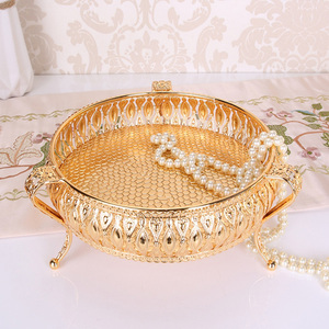 Metall tablett Luxus <span class=keywords><strong>Gold</strong></span> Hohl platte Nüsse/Obst/Kuchenst änder Hochzeit Mittelstücke Home Tisch dekoration - Product Image 4