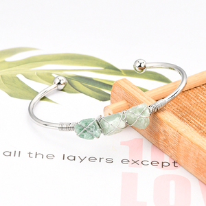 Bracelets en argent, 10 à 15mm, différentes couleurs, fil métallique, accessoire minéral, cadre argenté - Product Image 4