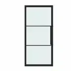 China Fabricante 3 Lite Swing Doors Black Steel Frame Glass Hinged Door