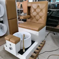 Usine en gros 1/2/3 places pied Spa pédicure chaises banc Station kaki couleur cuir Base blanche pied Spa banc Station