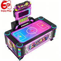 Table de hockey sur air interactive en métal avec néons LED pour enfants, machine d'arcade de combat pour 2 joueurs avec support en anglais pour centre commercial