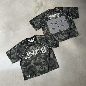 Custom <b>100</b>% <b>Polyester</b> Mesh Fabric Basketball Football-Retro Jersey Camouflage Design Breathable Boxy Cropped Jersey T <b>Shirts</b> - Product Image 3