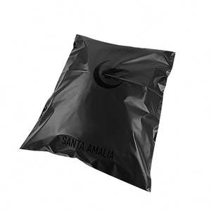 Enveloppes d'expédition en polyéthylène imperméables noires personnalisées, écologiques, pour l'emballage d'expédition de vêtements, avec logo imprimé en UV - Product Image 2