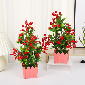 Planta Artificial de Fruta de la Fortuna de Yiwu Datuo Florist, Pimiento Rojo, 9x28x9 cm, Decoración en Maceta para el Hogar - Product Image 1
