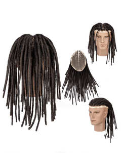 Nuevo en Existencia, Peluca de Cabello Humano Brasileño Remy de 8x10 Pulgadas, Color Negro, Trenza Africana, Base de Encaje, Tupé, Rastas para Hombre - Product Image 5