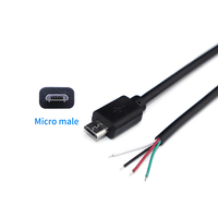 Snelle Levering Micro Mannelijke 4 Core 0.3M/1M Aanpassen Usb Mini Kabel Micro Male Female Naar 4 core Draad Vertind Open End