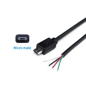 Consegna rapida Micro maschio 4 Core 0.3m/1m personalizza mini cavo USB Micro maschio femmina a 4 fili in scatola estremità aperta