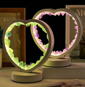 โคมไฟคริสตัลรูปหัวใจตามธรรมชาติไฟ LED แบบ USB สำหรับตกแต่งด้วยหินบำบัดยามค่ำคืน - Product Image 6