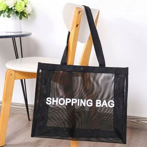 Bolsa de Compras de Malla Transparente Negra Personalizada con Logotipo, Bolsa de Almacenamiento para Playa y Viajes - Product Image 5