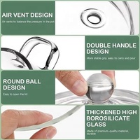 Olla de Cocina de Vidrio Borosilicato Transparente, Tamaño Grande, Popular, Apta para Estufa, con Doble Asa, Apta para Lavavajillas, Diseño Moderno