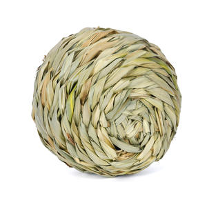 Balle en herbe naturelle et jouet à mâcher tissé à la main en roseau pour lapins, chinchillas, perroquets - Divertissement pour animaux de compagnie - Product Image 4