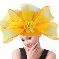 Mode Fascinator Chapeau Deluxe Bowknot Sinamay Église Chapeau Nouveau Filet À Cheveux Cadeau pour Femmes Fête Danse Décoration
