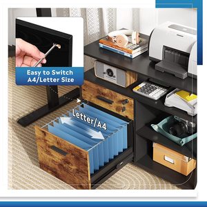 Gỗ vải bên hồ sơ tập tin Tủ 3 ngăn kéo di động cán máy in đứng với lưu trữ mở kệ - Product Image 5