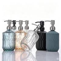 Flacon pompe vide de rechange pour shampoing, lotion corporelle, crème, distributeur rond de 400 ml, bouteille en verre cosmétique pour savon liquide pour les mains