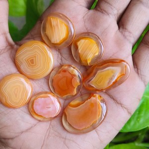 Lote de Cabujones de Ágata con Banda Naranja 152CT 8PCS Gemas para Fabricación de Joyas Mayorista Exportador India - Product Image 5